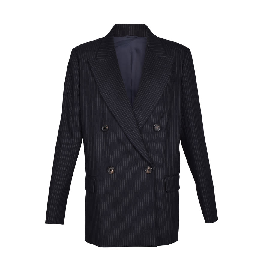 Brunello Cucinelli Blue Virgin Wool Pinstripe Blazer