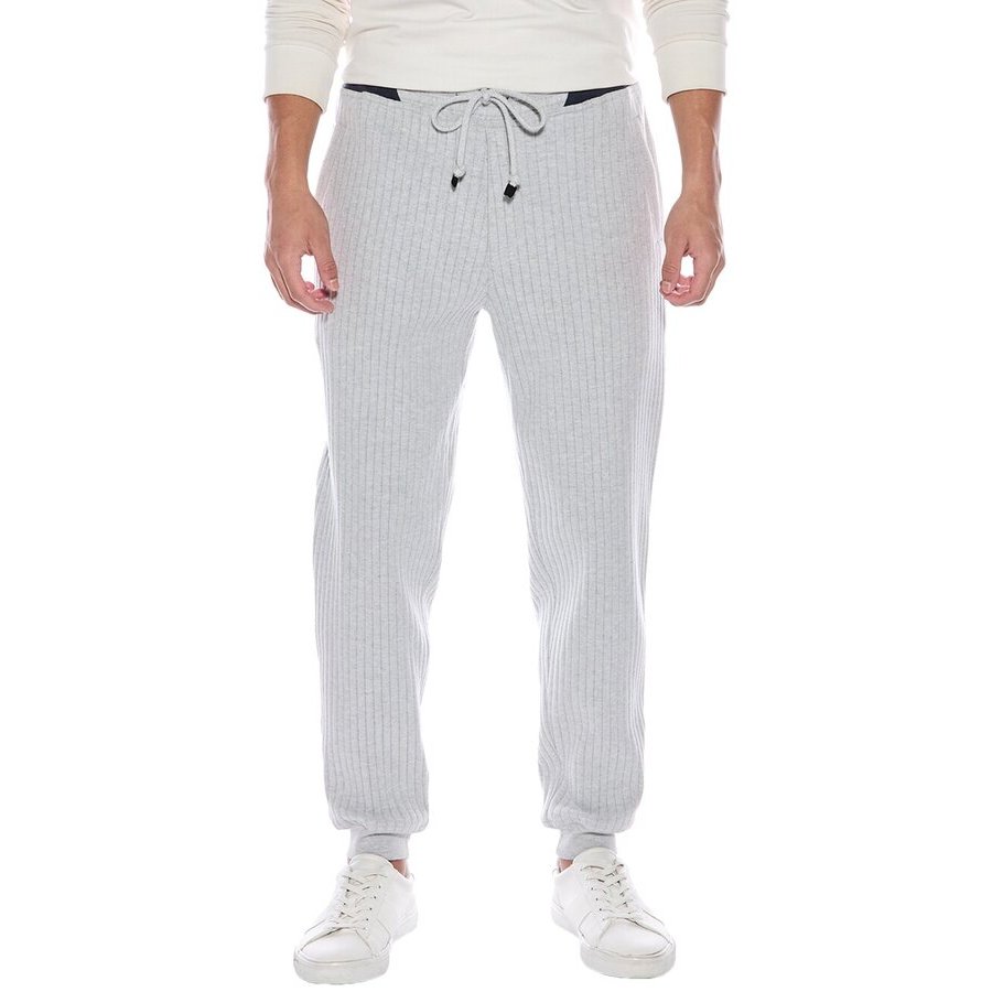 Brunello Cucinelli Gray Ribbed Drawstring Trousers