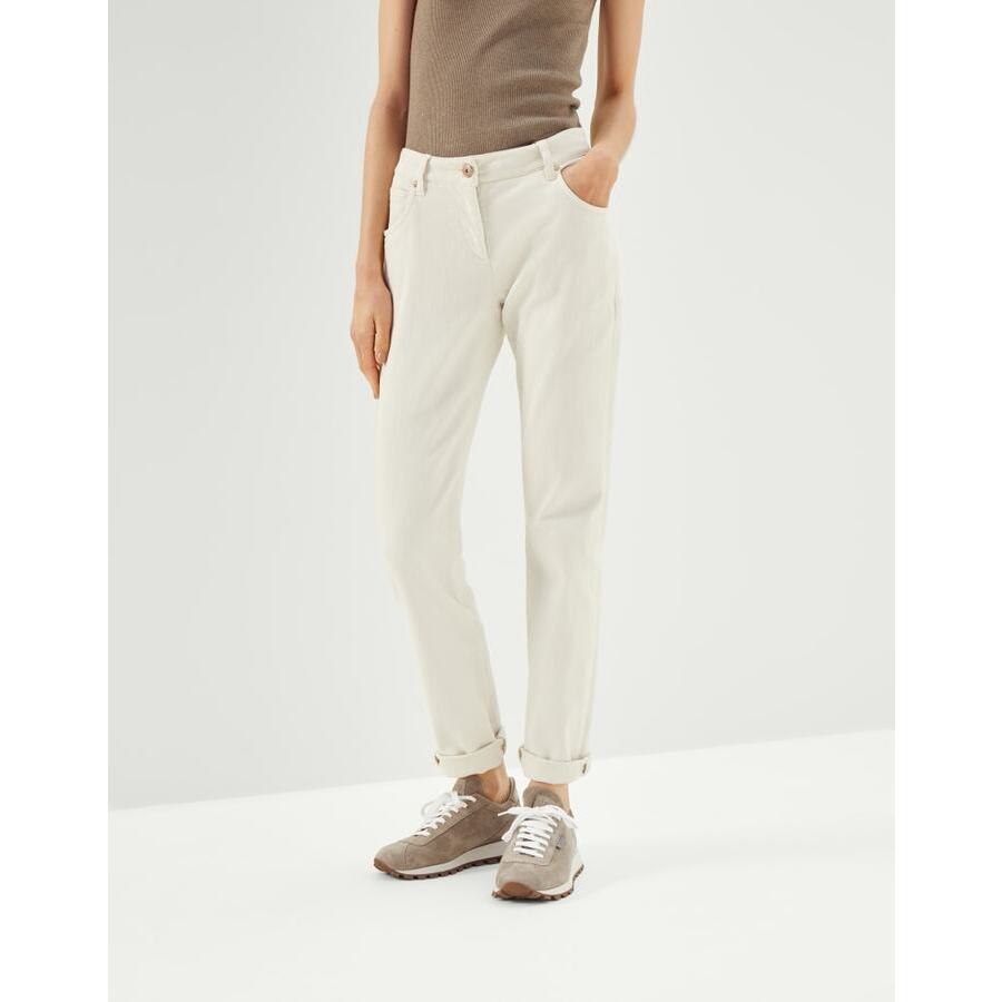 Brunello Cucinelli Womens Nude Cotton Stretch Straight Leg Trousers