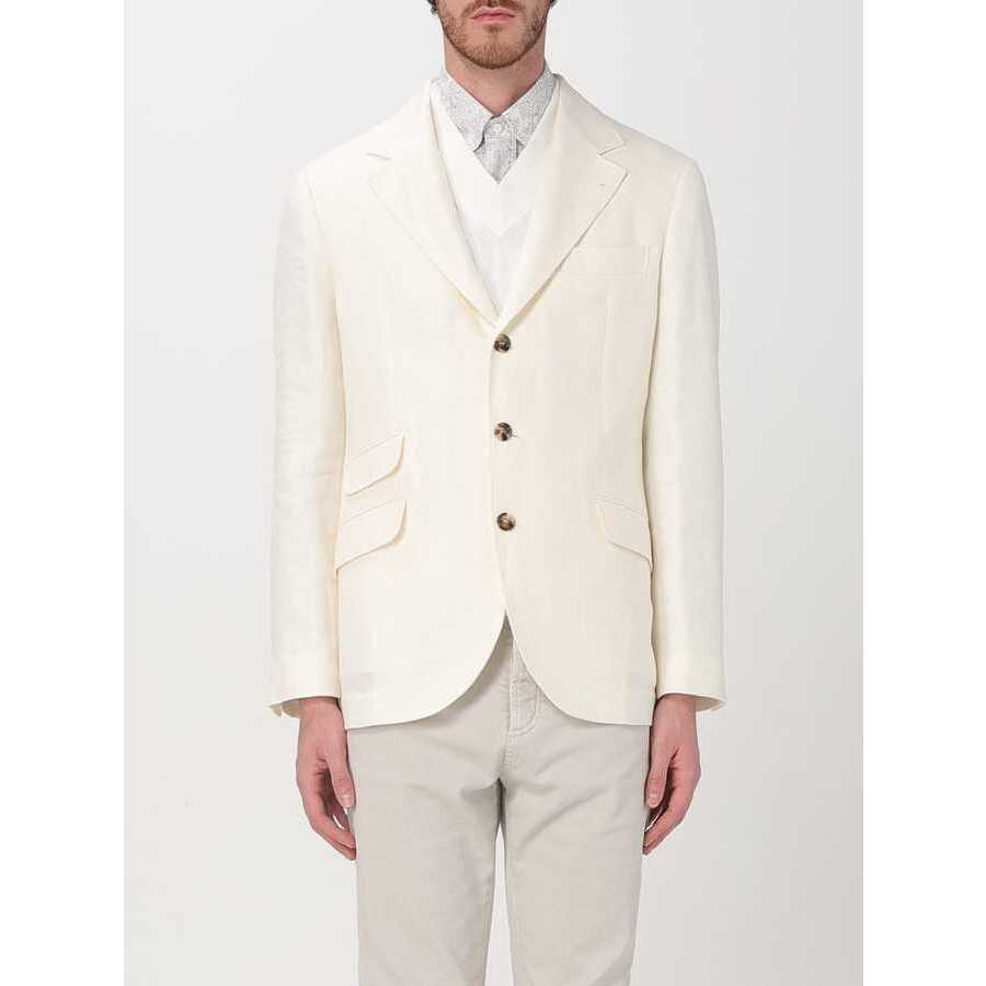 Brunello Cucinelli Off White Linen Wool Blazer