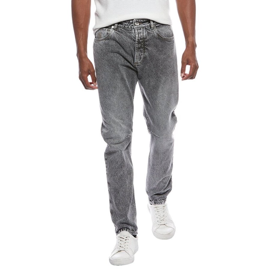 Brunello Cucinelli Men's Snow Washed Cotton Tapered Trousers