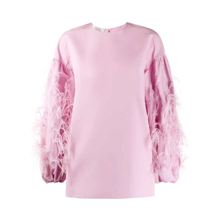 Valentino Garavani Feathered Sleeve Top