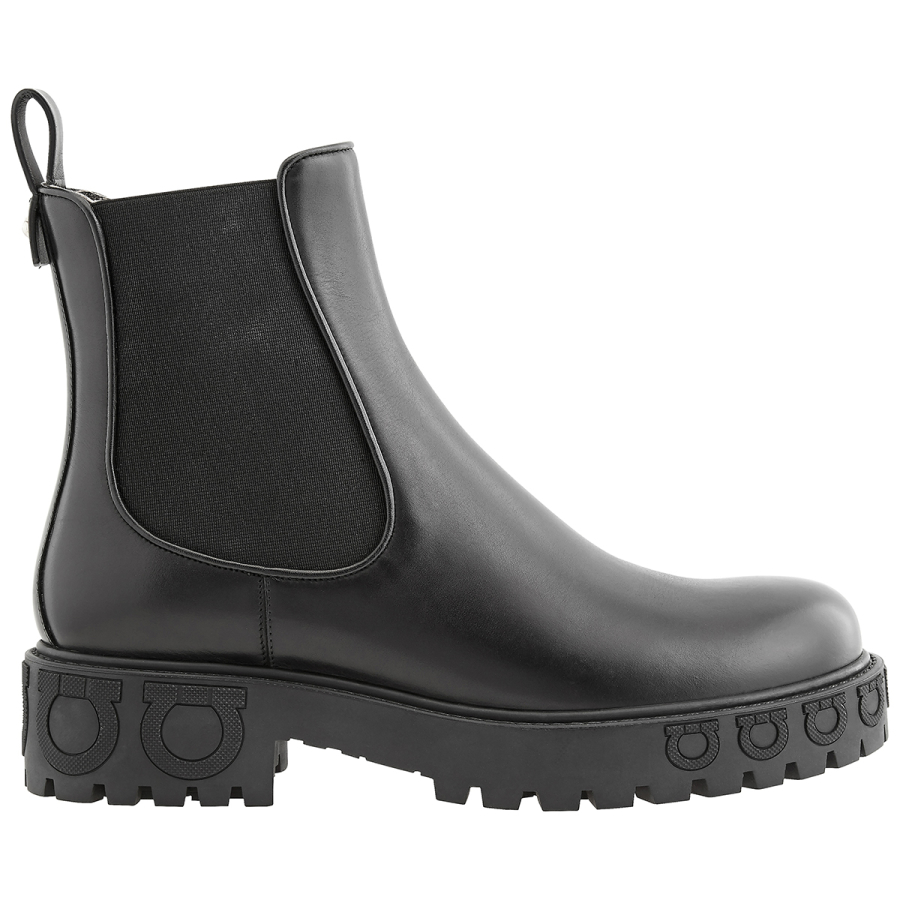 Salvatore Ferragamo Ladies Black Leather Gancini Sole Ankle Boot