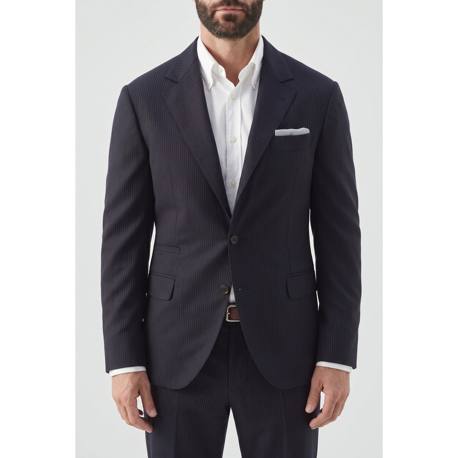 Brunello Cucinelli Navy Wool Tailored Blazer