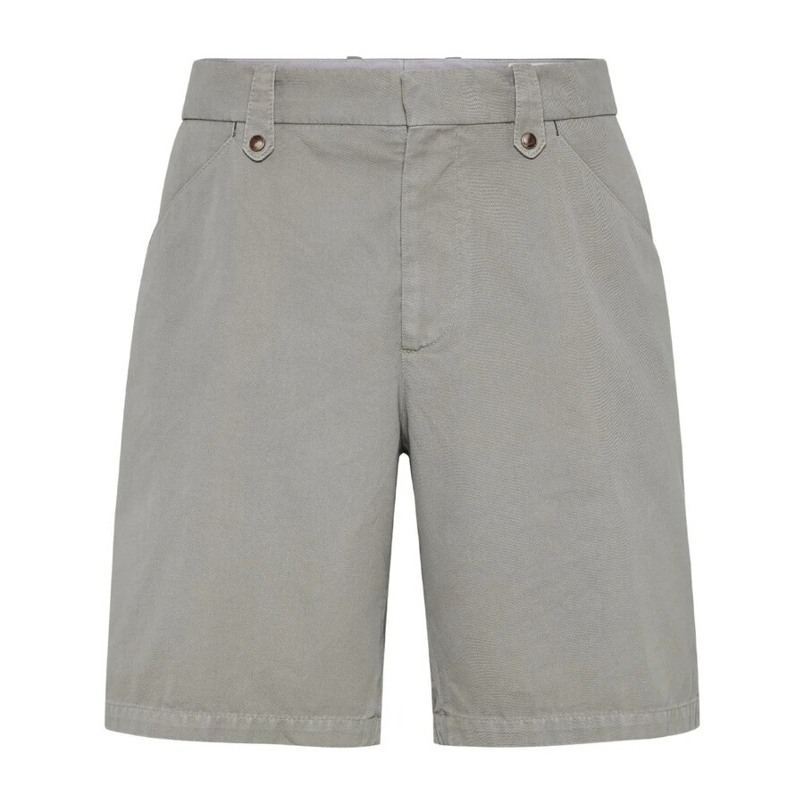 Brunello Cucinelli Tailored Cotton Shorts — Gray