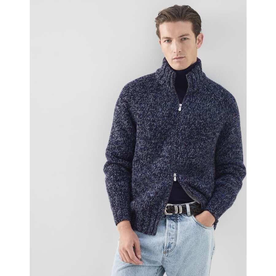 Brunello Cucinelli Wool and Silk Blend Sweater — Blue