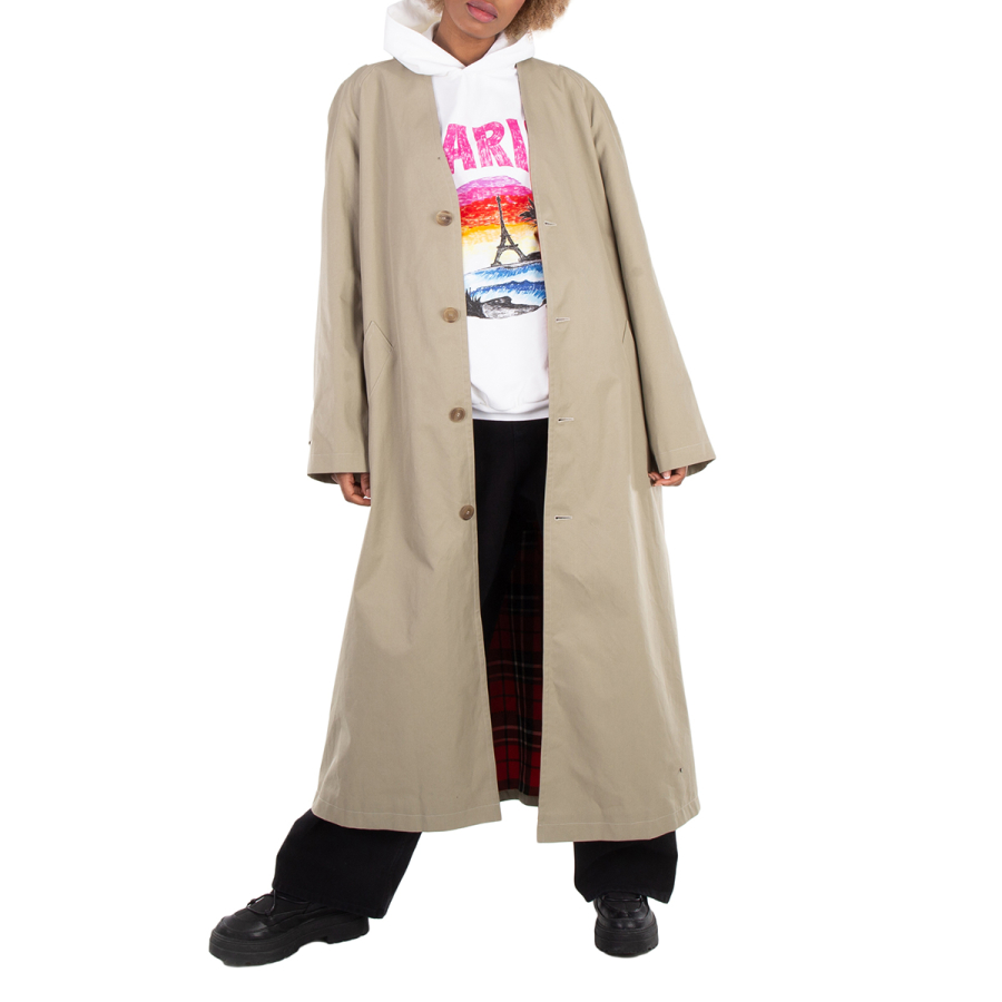 Balenciaga Ladies Military Beige Belted Cotton Trench Coat, Brand Size 34 (US Size 0)