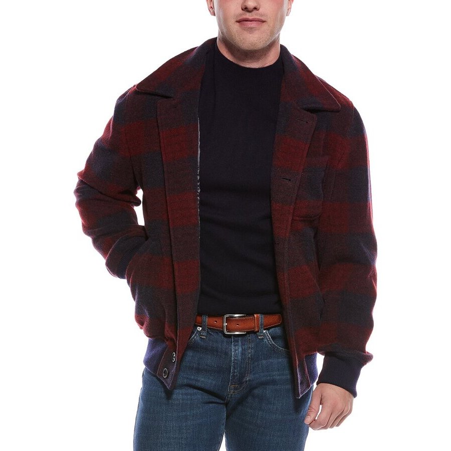 Brunello Cucinelli Mens Bordeaux Blue Wool Jacket