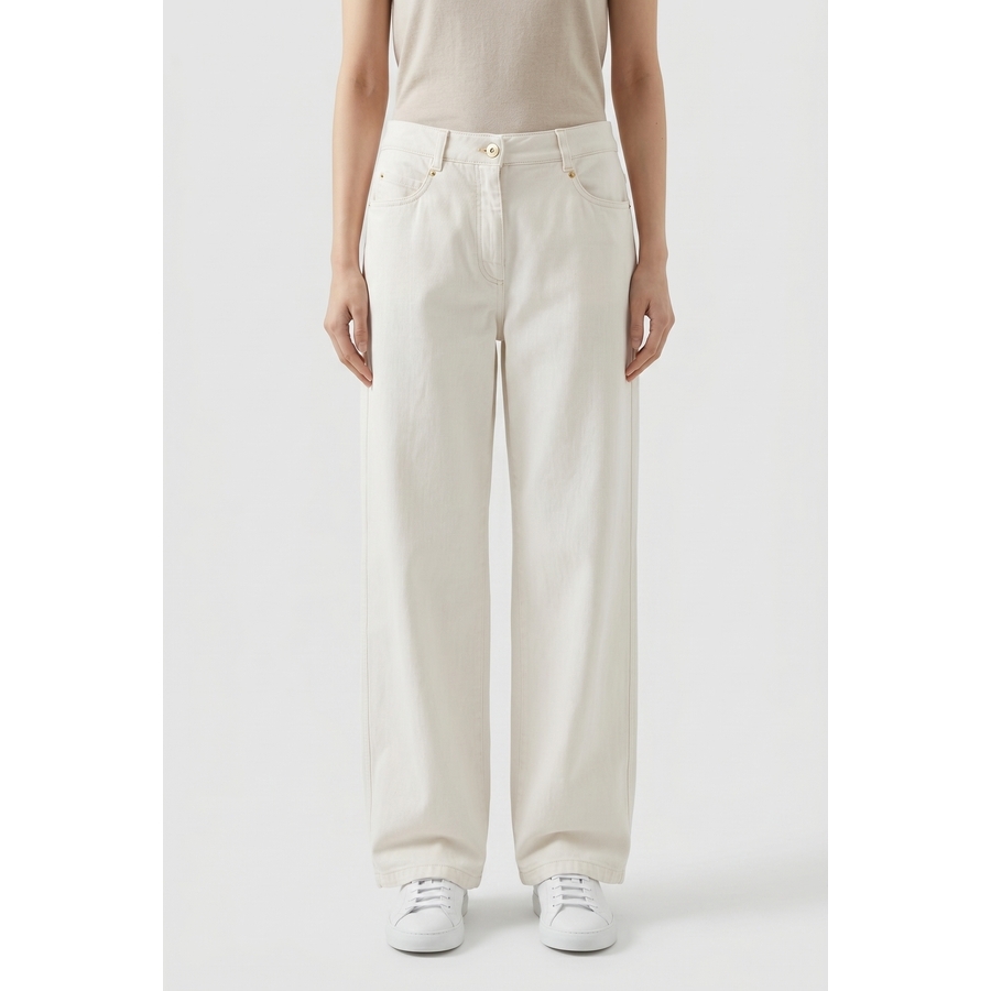 Brunello Cucinelli Wooff White Relaxed Cotton Trousers