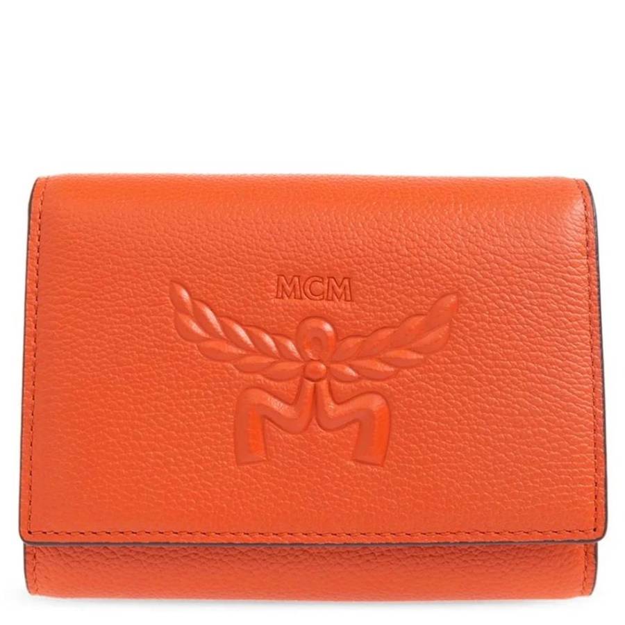 MCM Embossed Logo Small Himmel Trifold Wallet