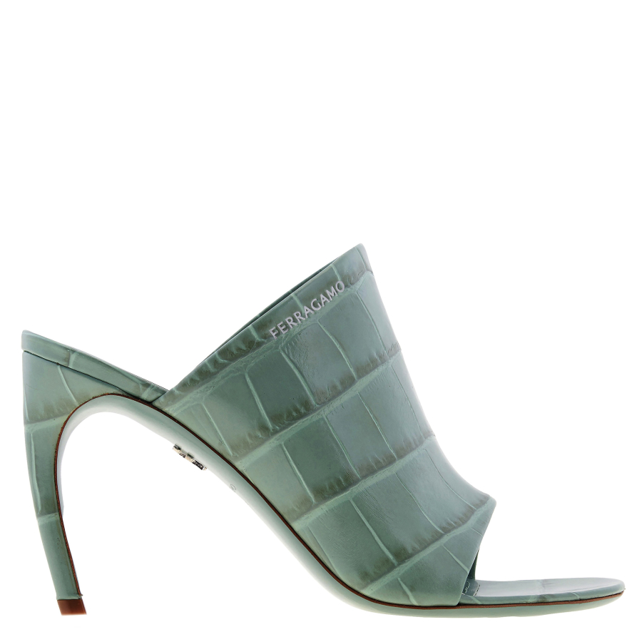 Ferragamo Brina Croc-Embossed Mule Sandals