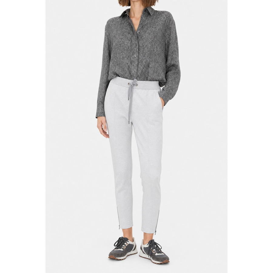 Brunello Cucinelli Women's Light Grey Cotton Trousers