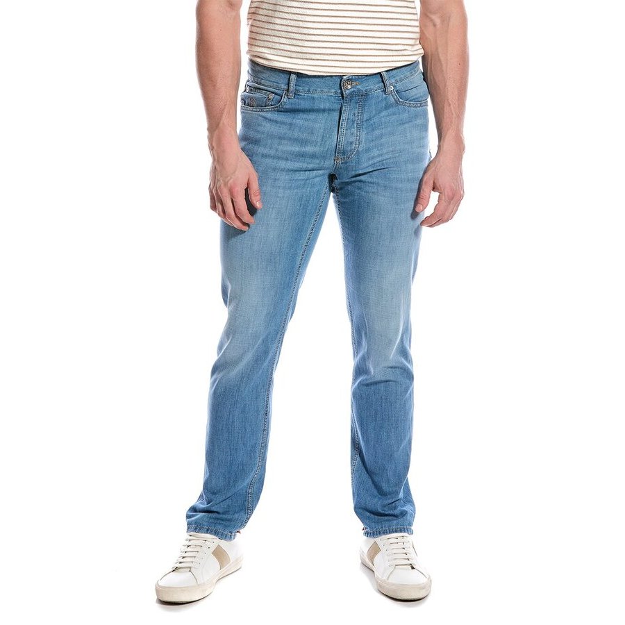 Brunello Cucinelli Light Blue Cotton Slim Jeans — Blue