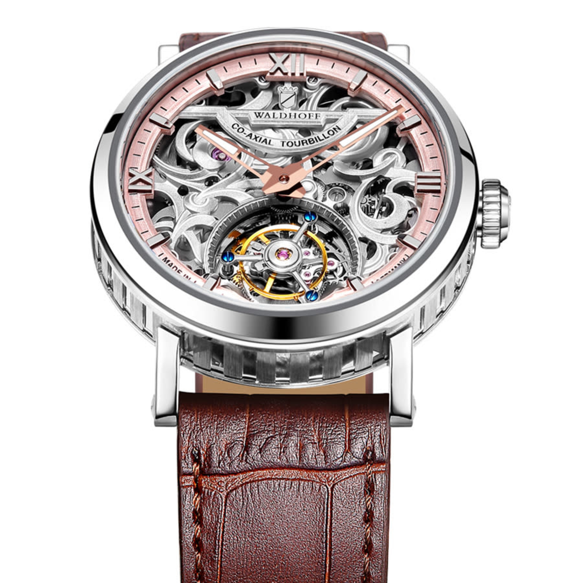 Waldhoff Metropolis Tourbillon Hand Wind Silver Dial Mens Watch Waldhoff Metropolis Red Gold