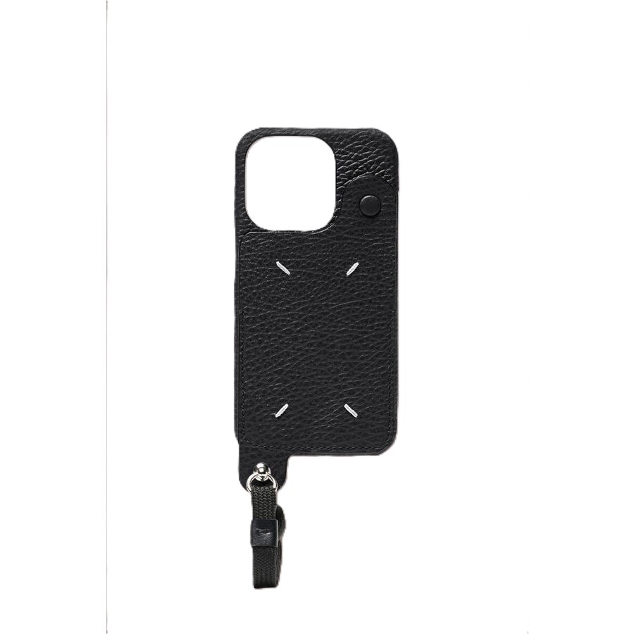 Maison Margiela Mens Black Leather Phone Case