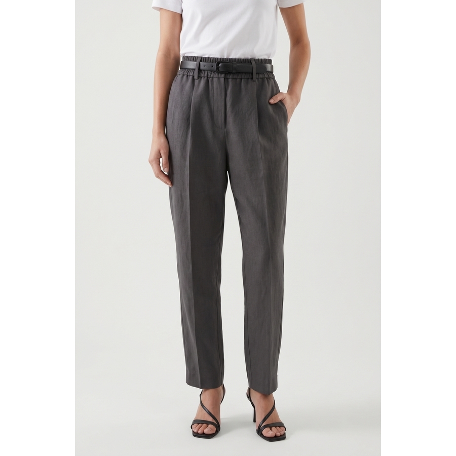 Brunello Cucinelli Wodark Grey Linen Blend Trousers