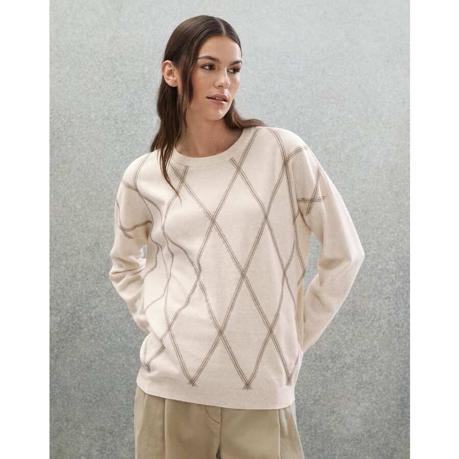 Brunello Cucinelli Women's Marble Wool Silk Cashmere Diamond Sweater