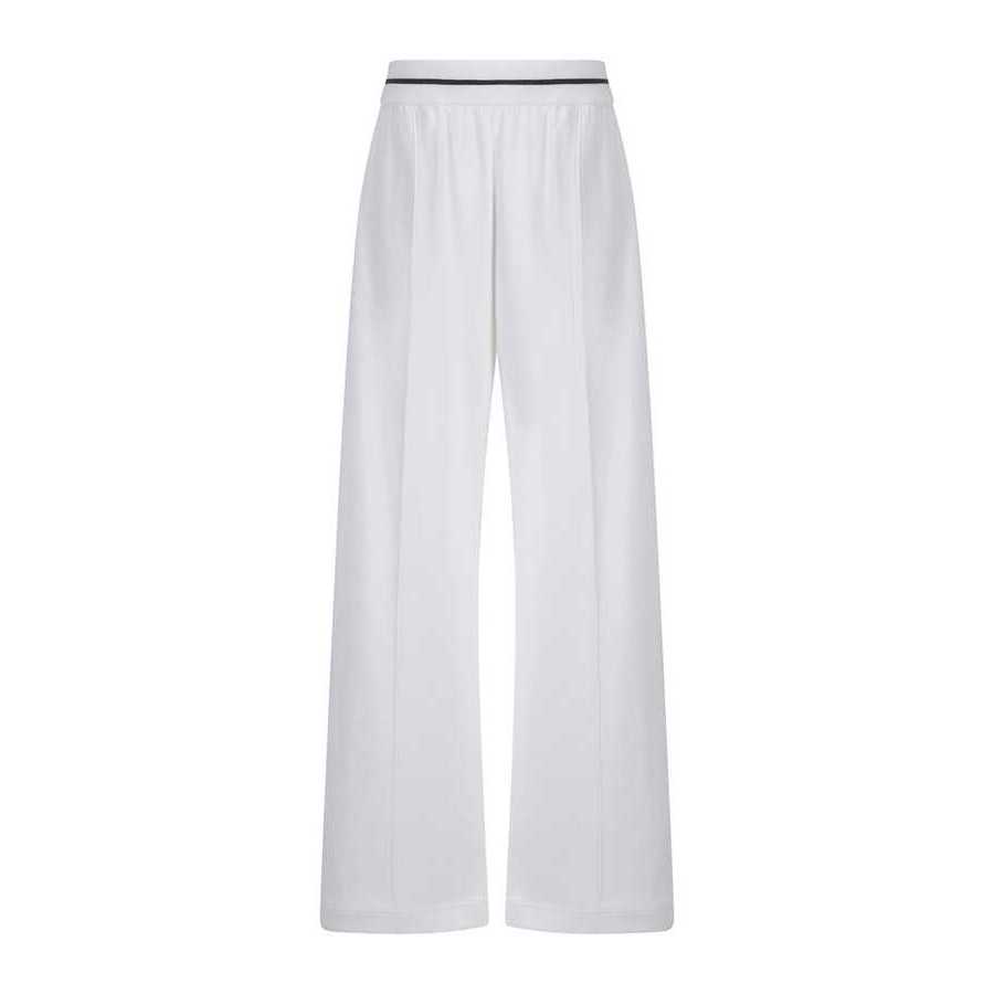 Brunello Cucinelli Womens White Wide Leg Cotton Trousers