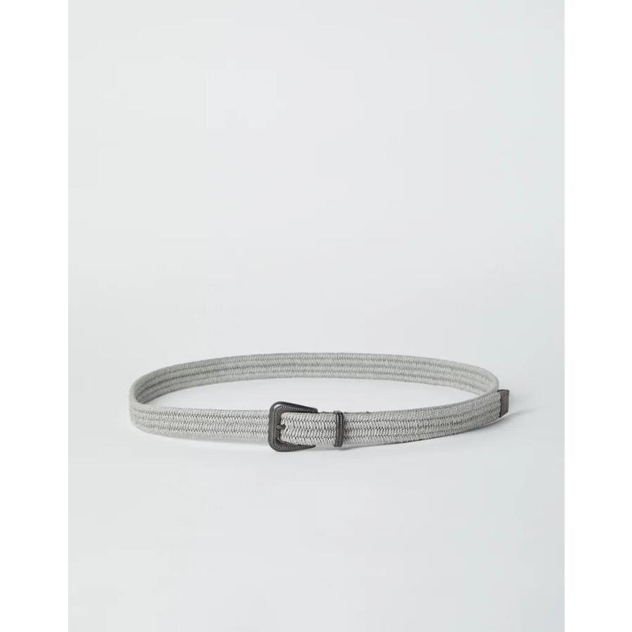 Brunello Cucinelli Womens Light Gray Woven Belt Accessories & Slg