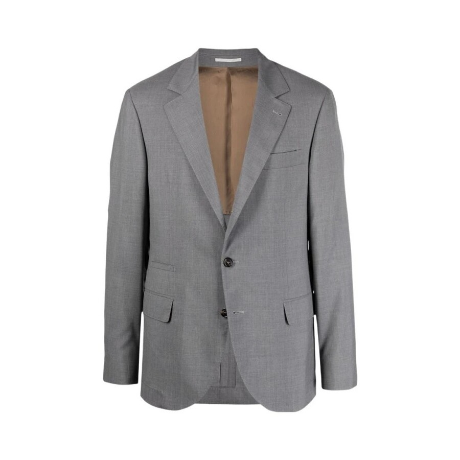 Brunello Cucinelli Gray Wool Silk Tailored Jacket