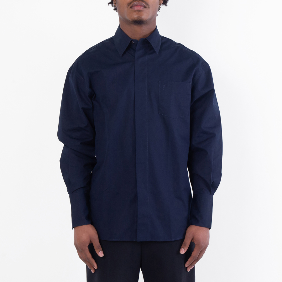 Ferragamo Logo Embroidered Cotton Poplin Shirt