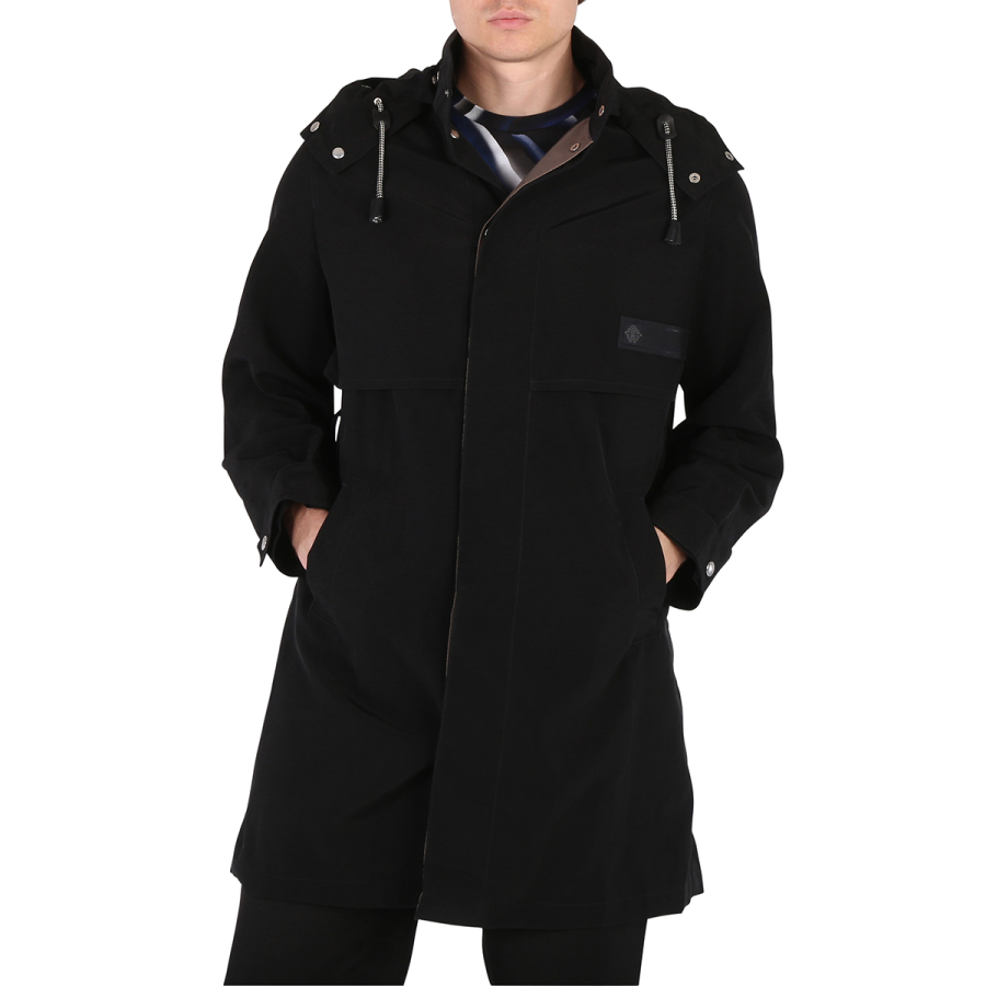 Roberto Cavalli Mens Black Nylon Hooded Parka