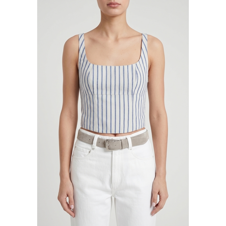 Brunello Cucinelli Blue Striped Cotton Top