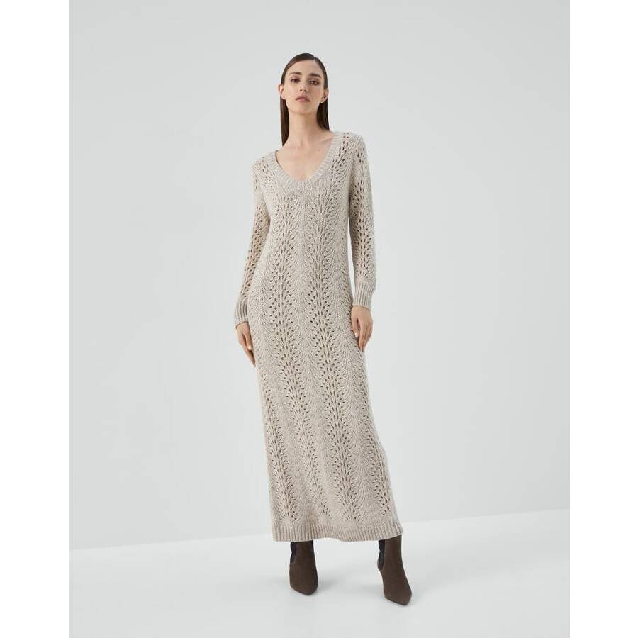 Brunello Cucinelli Womens Feather Stracciatella Knit Maxi Dress