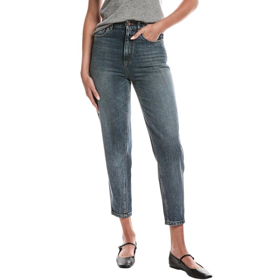 Brunello Cucinelli Womedium Blue Denim Tapered Trousers