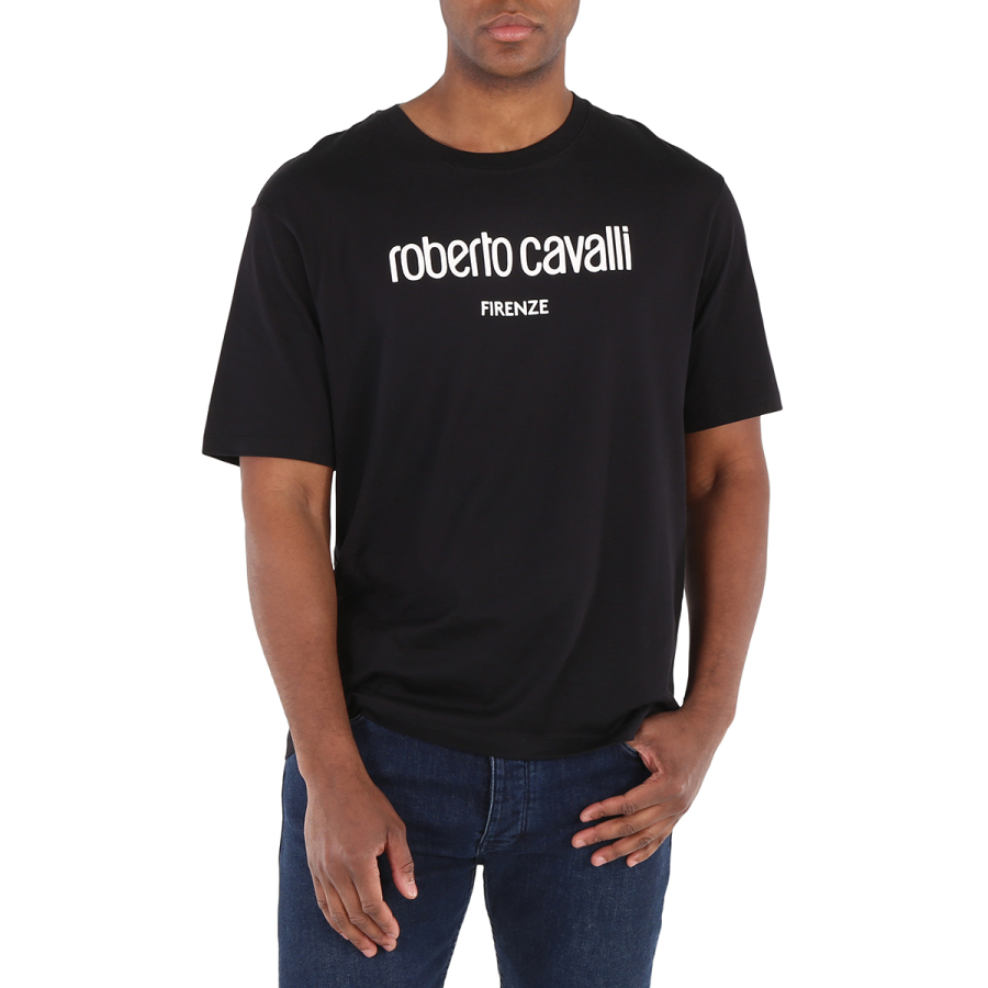 Roberto Cavalli Mens Black Firenze Logo T-shirt