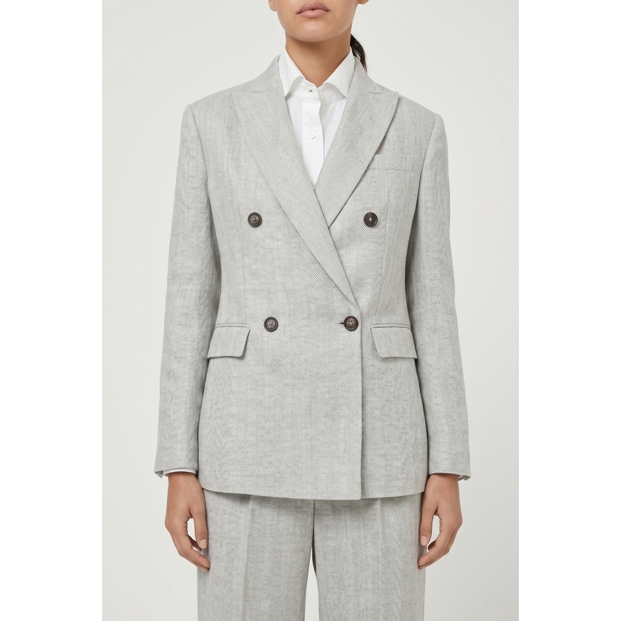 Brunello Cucinelli Wolight Grey Linen Blazer