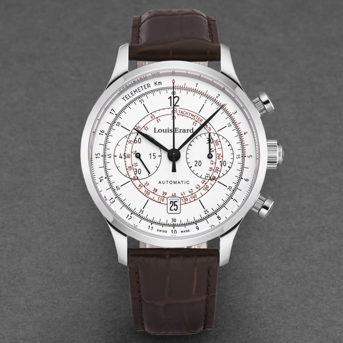 Louis Erard Men's '1931' Chronograph Grey Dial Grey Leather Strap Automatic Watch