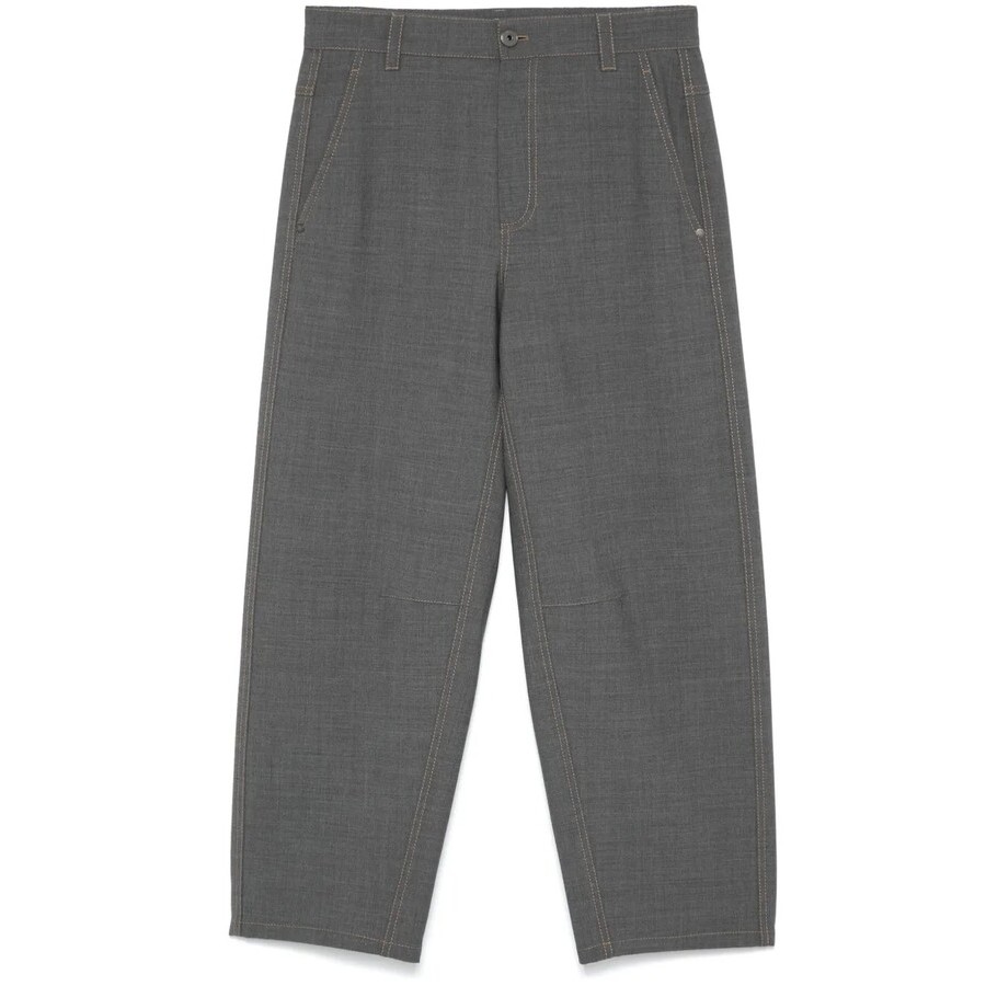 Brunello Cucinelli Medium Grey Wool Cropped Trousers