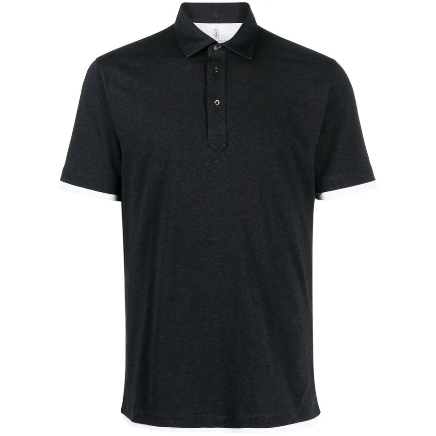 Brunello Cucinelli Men's Coal Cotton Polo Shirt