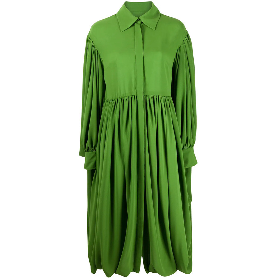Valentino Garavani Gathered Hem Pleated Shirt Dress
