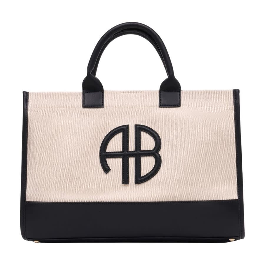Anine Bing Cotton Colour-Block Tote Bag  Beige