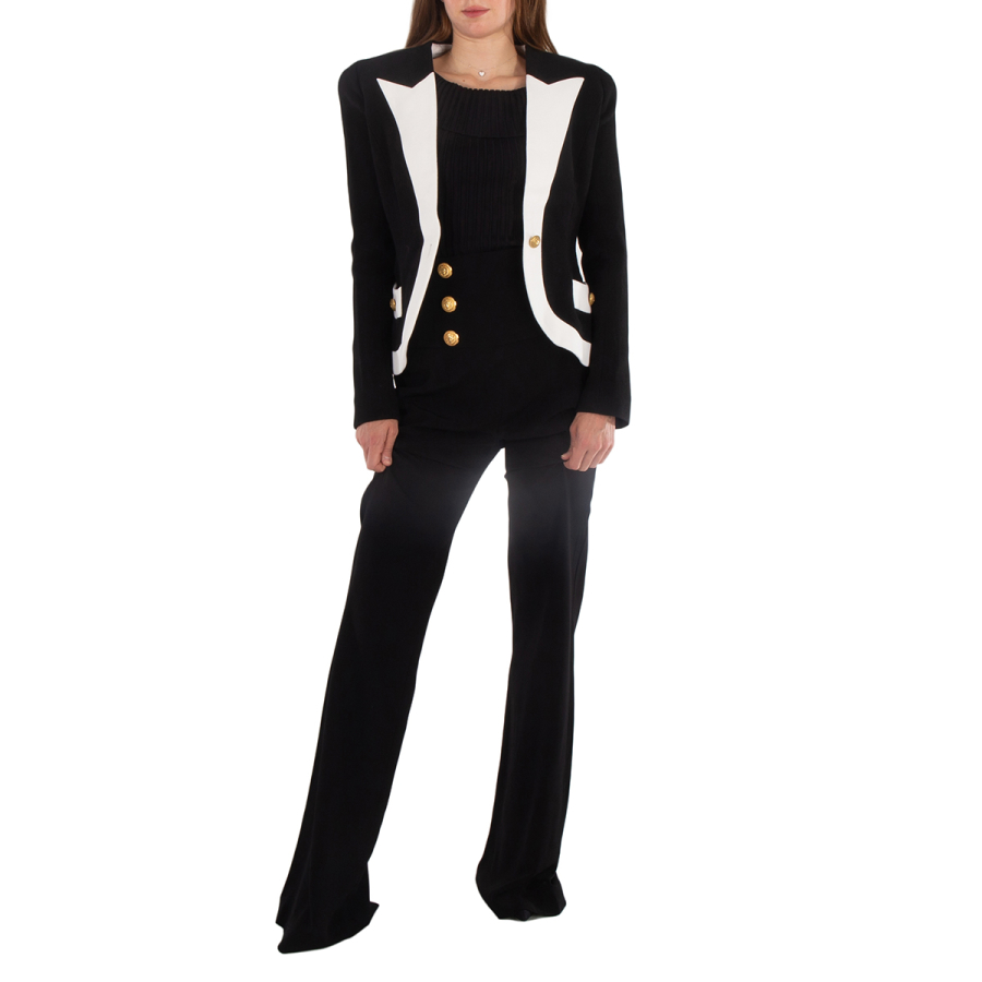 Balmain Button-Embellished High-Waisted Pants, Brand Size 38 (US Size 6)