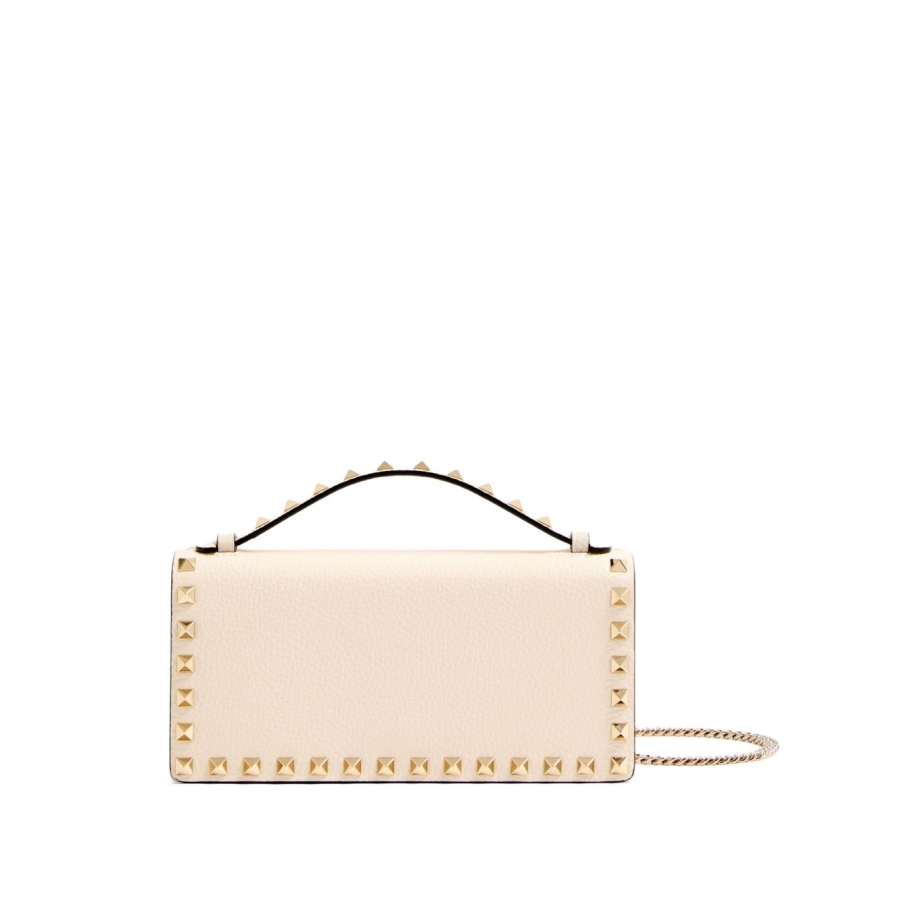 Valentino Garavani Rockstud Leather Wallet On Chain