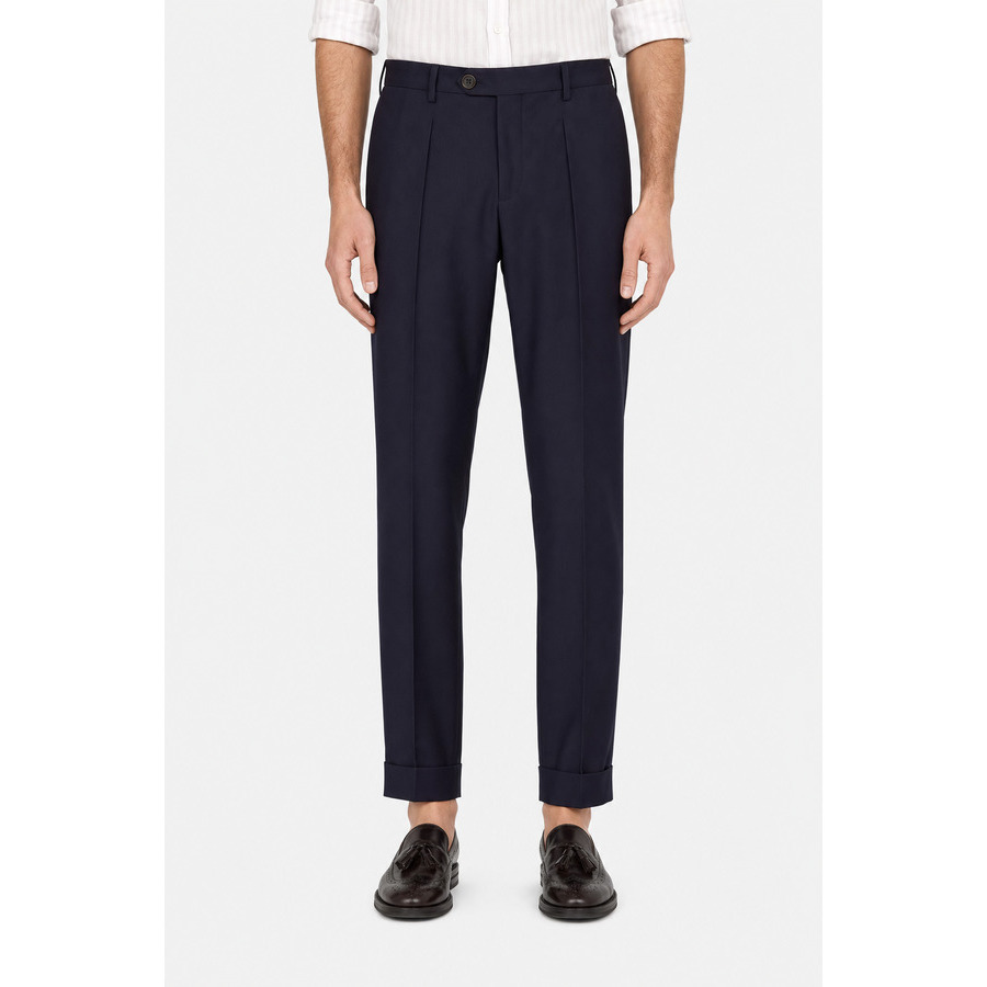 Brunello Cucinelli Men'S Dark Blue Wool Trousers