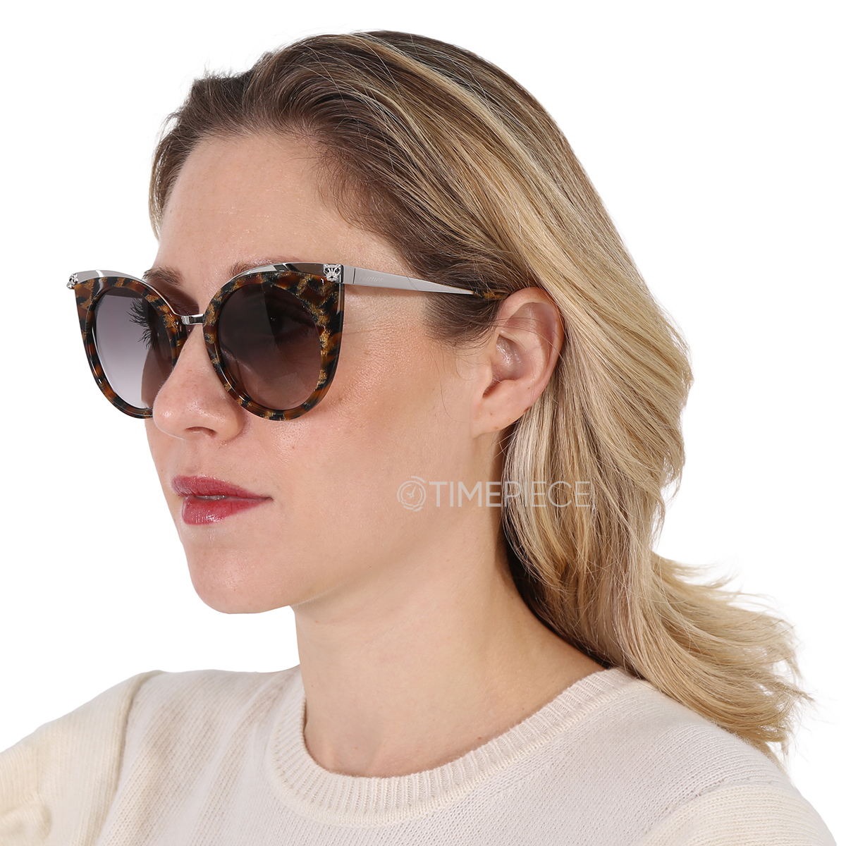 Cartier Grey Gradient Cat Eye Ladies Sunglasses CT0122S 003 52