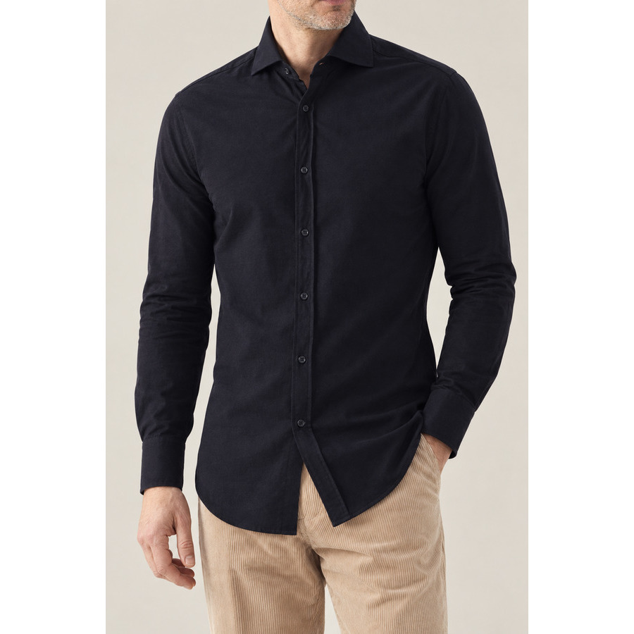 Brunello Cucinelli Men's Black Cotton Long Sleeve Shirt