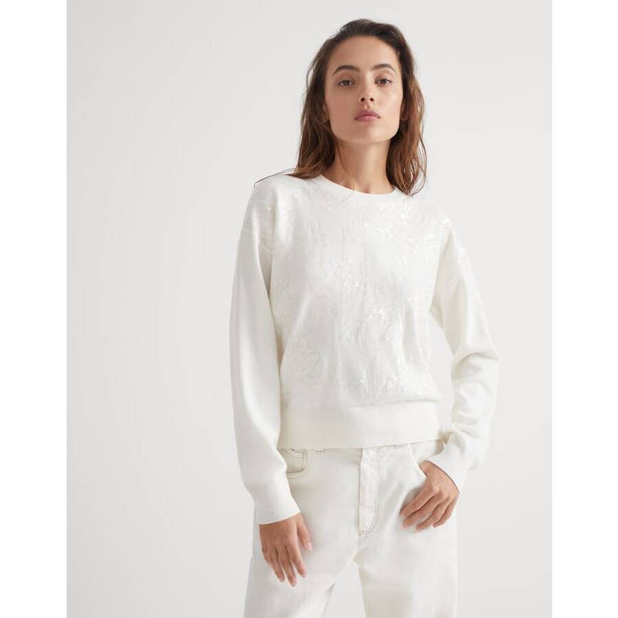 Brunello Cucinelli Wowhite Wool Silk Sweater
