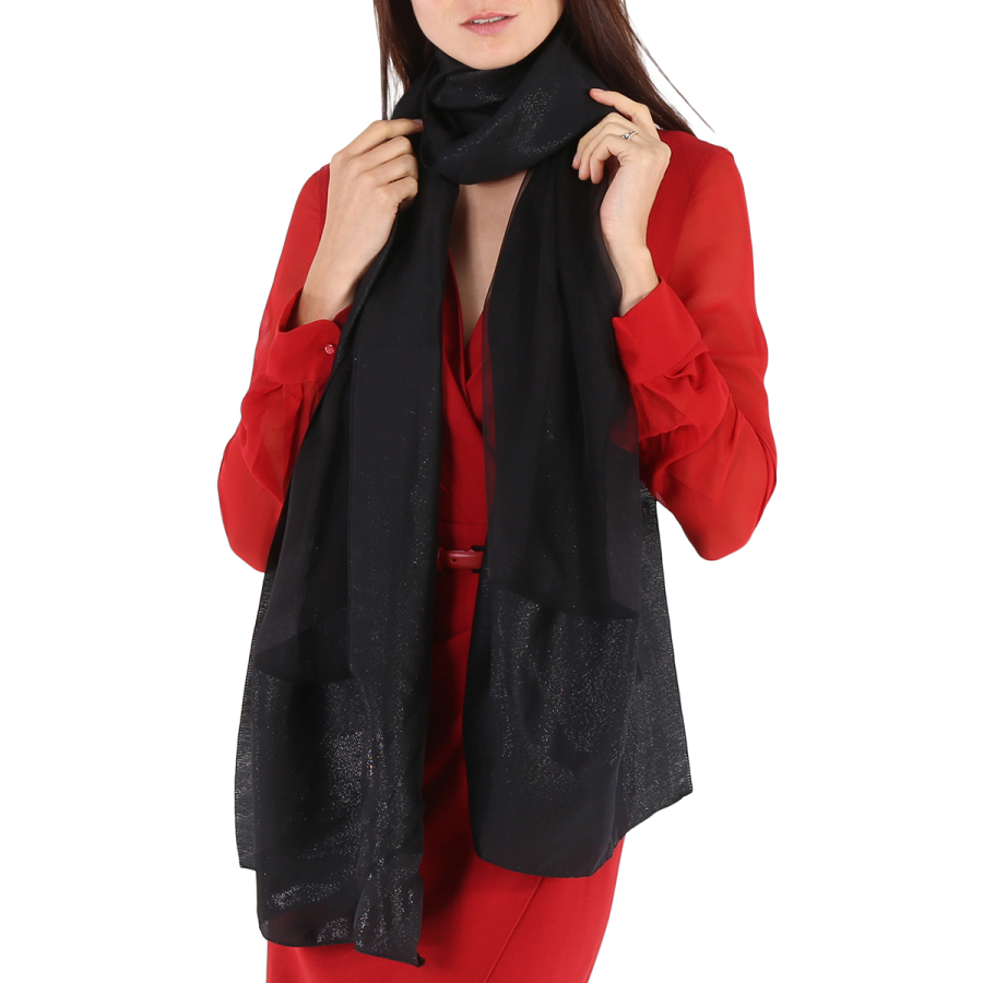 Roberto Cavalli Ladies Black Silk-Blend Stole