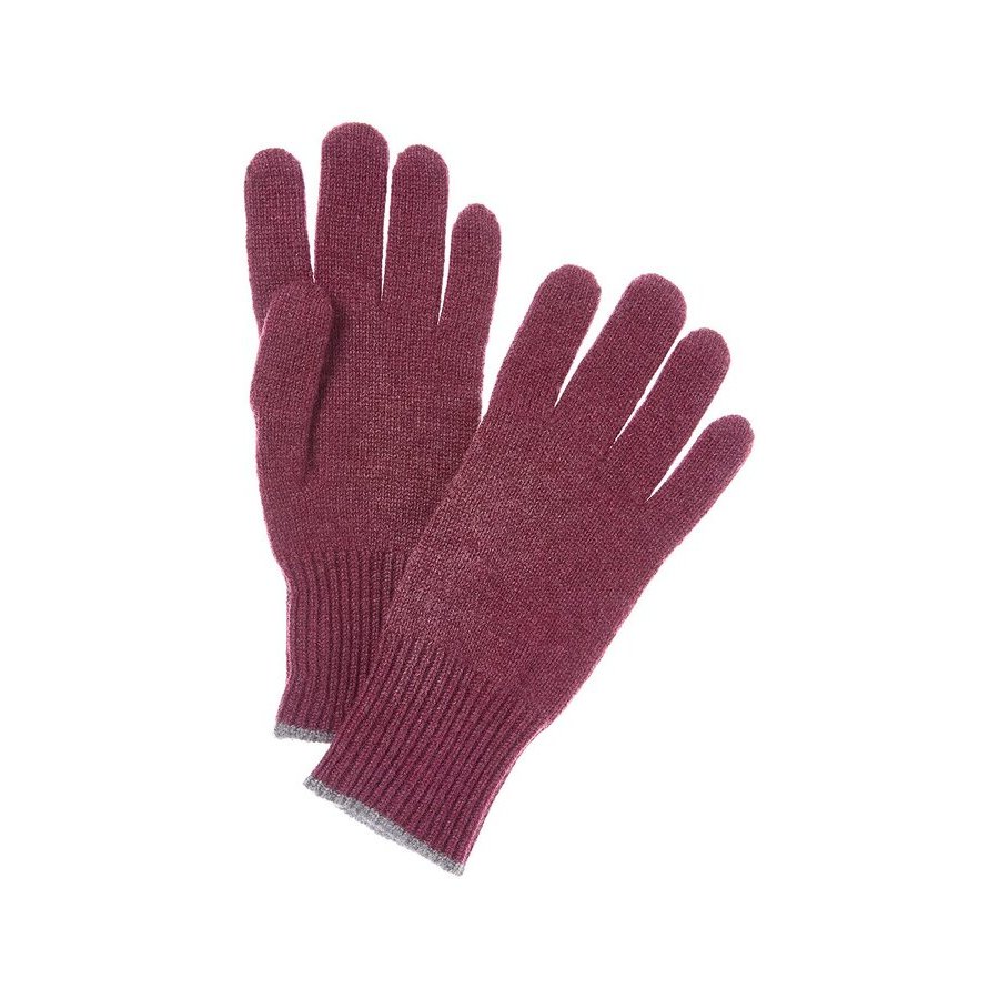 Brunello Cucinelli Mens Bordeaux Cashmere Knit Gloves Accessories & Slg