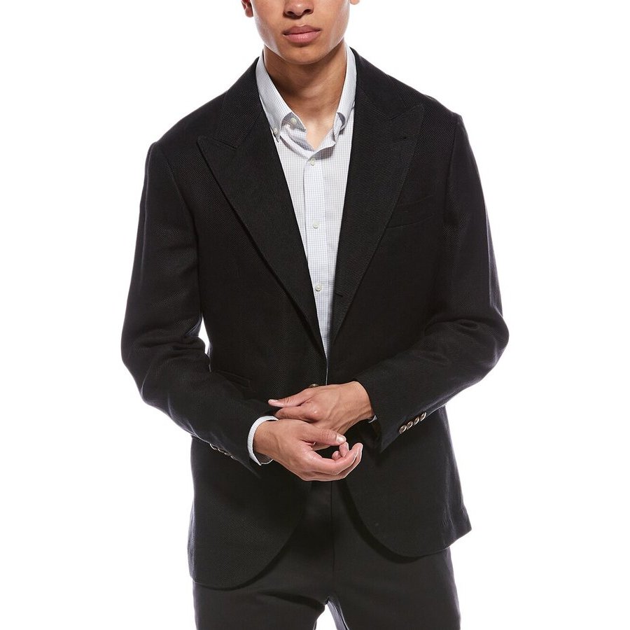 Brunello Cucinelli Black Linen Wool Deconstructed Blazer