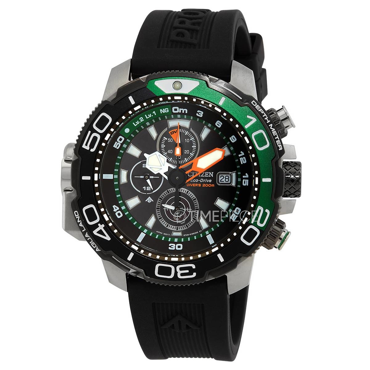 Citizen Promaster Aqualand Chronograph Black Dial Sprite Bezel Mens Watch  BJ2168-01E