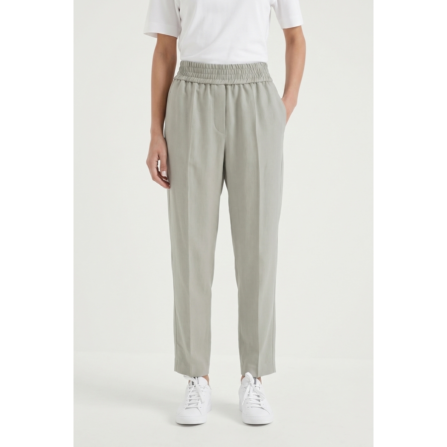 Brunello Cucinelli Wolight Grey Relaxed Linen Trousers