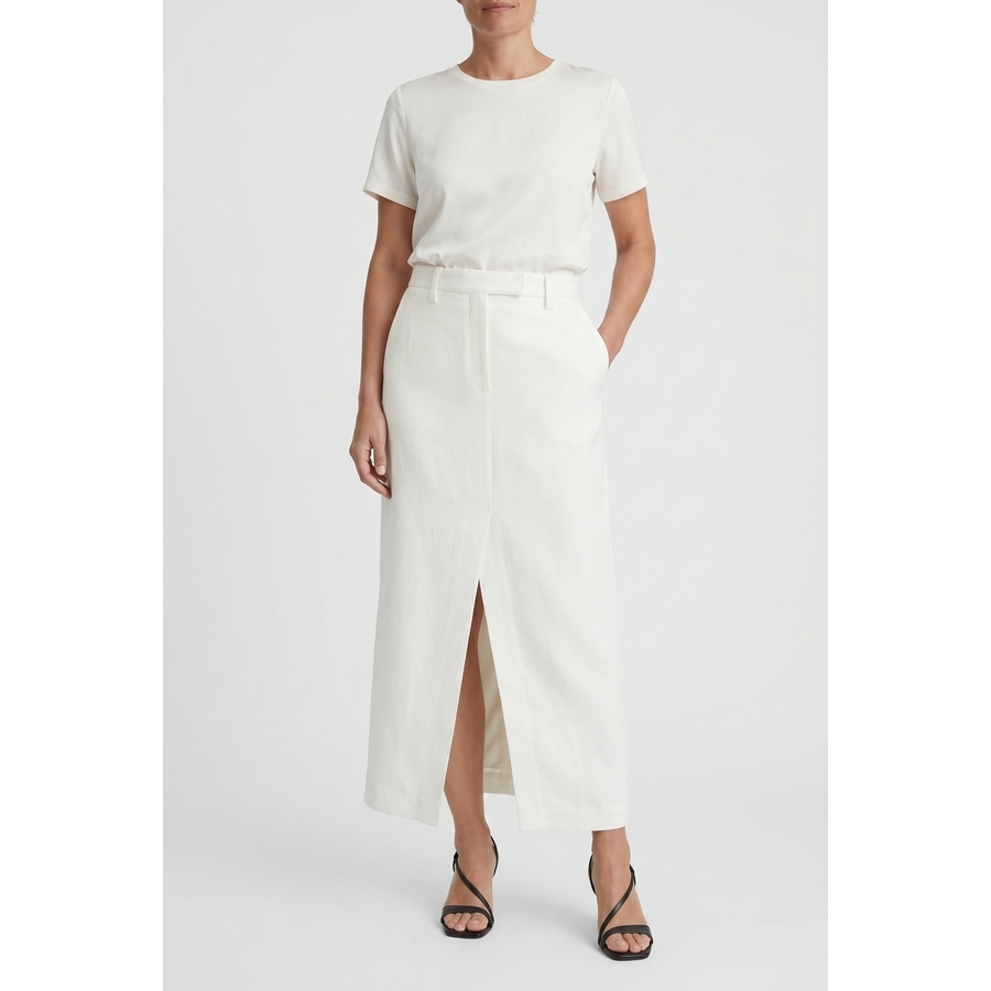 Brunello Cucinelli Wooff White Linen Blend Skirt