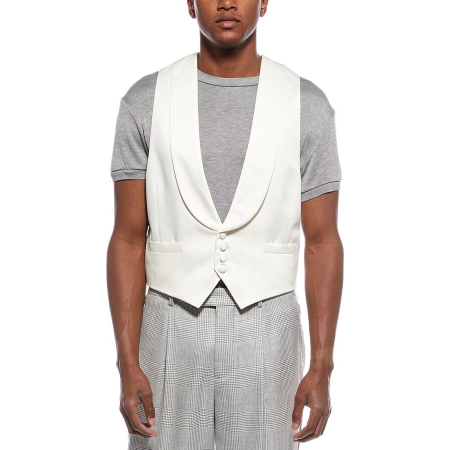 Brunello Cucinelli Silk Shawl Collar Vest — White