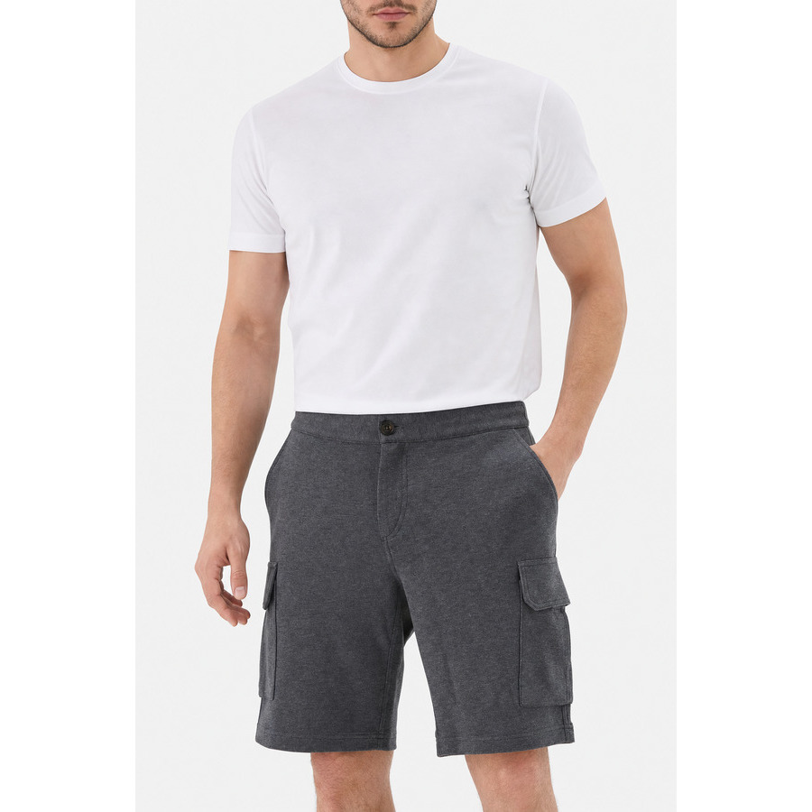 Brunello Cucinelli Men'S Dark Grey Cotton Cargo Shorts